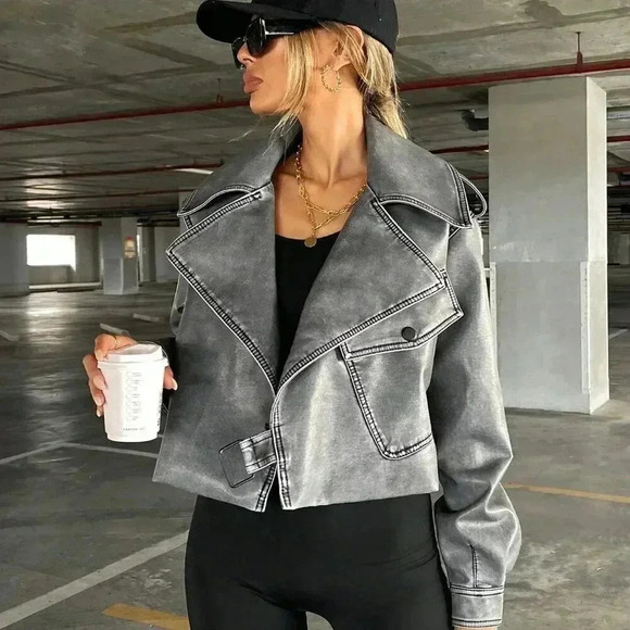 Grey Casual Women's Coolane Zip Up Moto Jacket - Picture 3 of 7